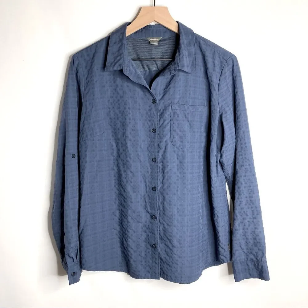 Eddie Bauer Blue Button Up Outdoors Top Size Large Women's